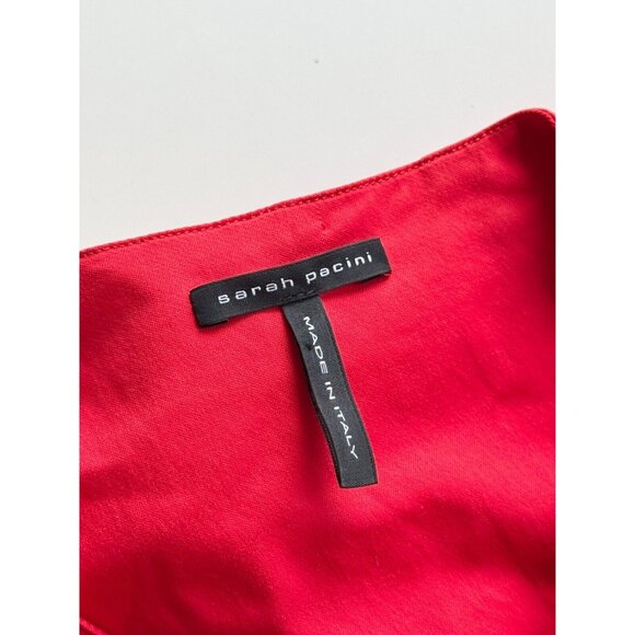 SARAH PACINI Red Stretch Cotton Twill Front Zipper Sheath Dress, Size 3/L - Picture 10 of 13